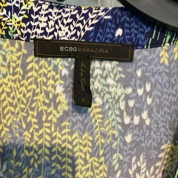 BCBG Maxazria womens wrap dress - 3/4 sleeve - blue/green/yellow - size small - Picture 2 of 7